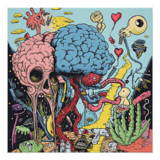 Pôster Surreal Underground Comix Psychedelic Art poster
