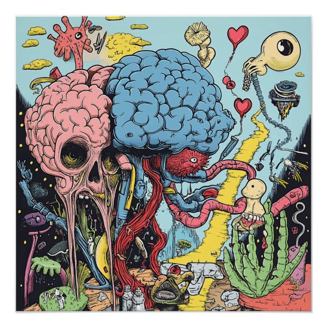 Pôster Surreal Underground Comix Psychedelic Art poster (Frente)
