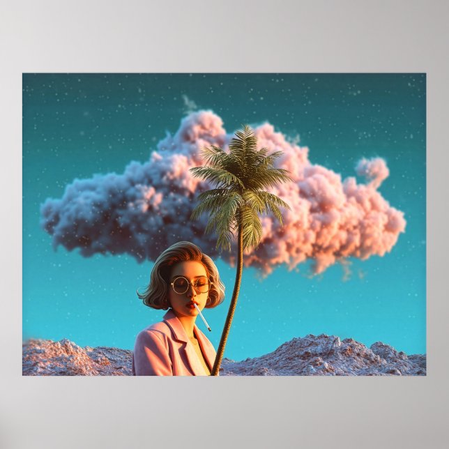 Poster Surreal Woman with Palm Tree (Frente)