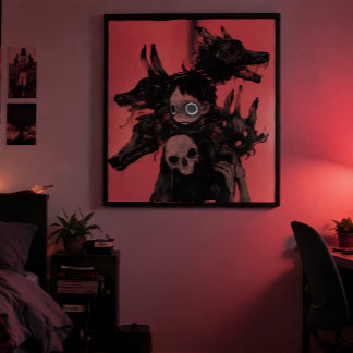 Poster Surrealismo Sombrio Pesadelos - Abstrato Vermelho 