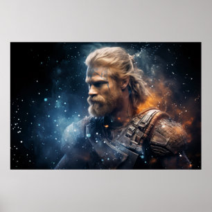 Poster Surrealista Fantástico do Guerreiro de Lenda