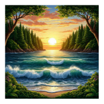 Surto de Sol Incrível Sobre Ondas Oceânicas