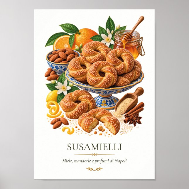 Poster Susamielli – Vintage Italian Dessert (Frente)