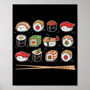 Poster Sushi Anime Kawaii Comida japonesa Lover Otaku Man