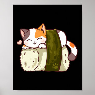 Poster Sushi Cat Kawaii Anime Neko Japonês