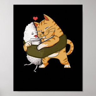 Poster Sushi Cat Kawaii Anime Neko Japonês