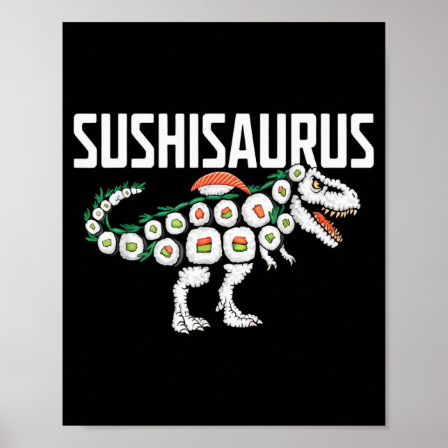 Poster Sushi Dinosaur T-rex Japanese Food Funny Sushi Rol (Frente)