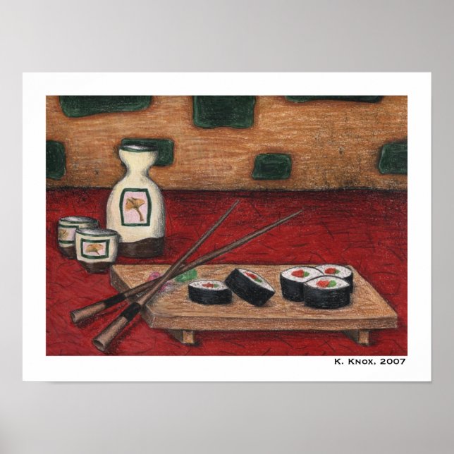 Poster Sushi e Sake (Frente)