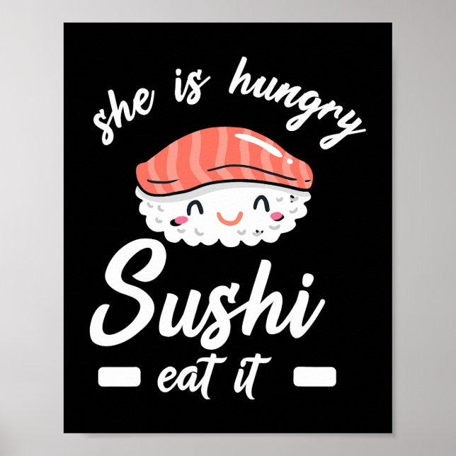 Poster Sushi Gift para Kawaii Kids Damas Wasabi Comida Sa (Frente)