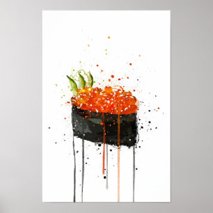 Poster Sushi Gunkan de Caviar Vermelho