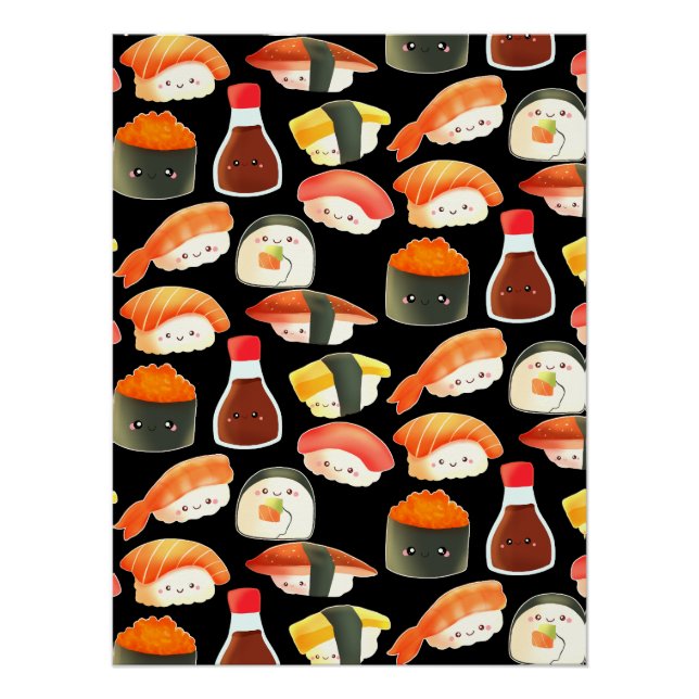 Pôster Sushi japonês bonito (Frente)