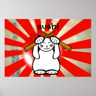 Pôster Sushi Maneki Neko