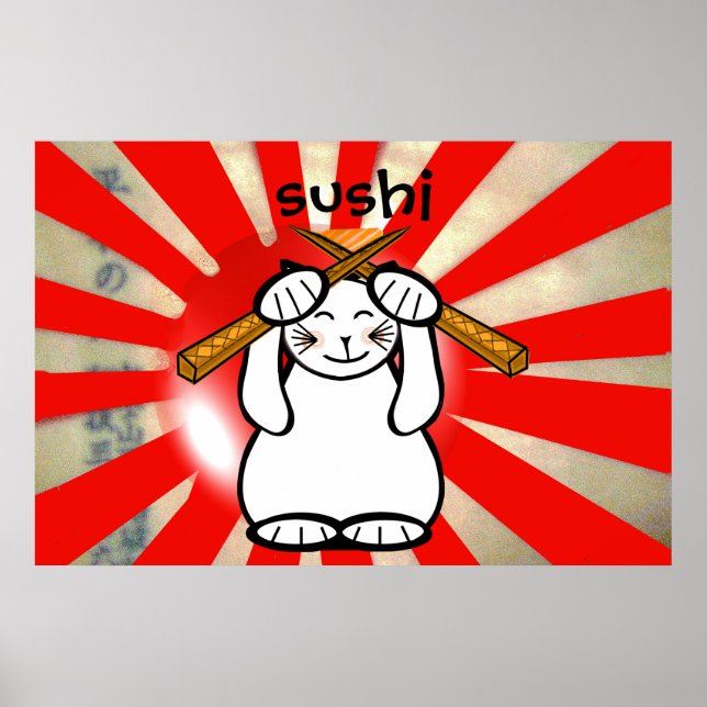 Pôster Sushi Maneki Neko (Frente)