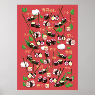 Poster Sushi Red
