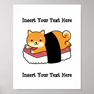 Poster Sushi Shiba Inu - Cachorro Bonito comida Japonesa