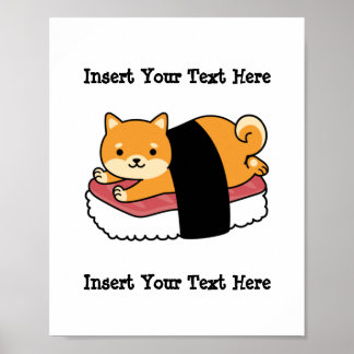 Poster Sushi Shiba Inu - Cachorro Bonito comida Japonesa
