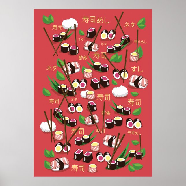 Poster Sushi Vermelho (Frente)