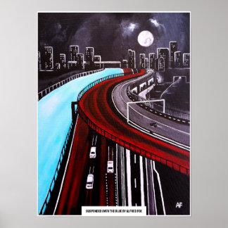 Poster Suspenso sobre a pintura azul por Alfred Fox