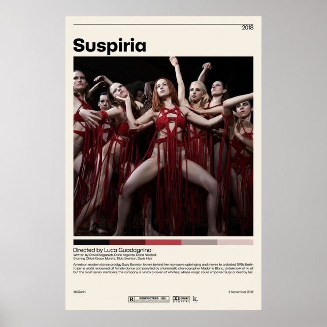Poster Suspiria Luca Guadagnino Minimalista Movie Vintage (Frente)
