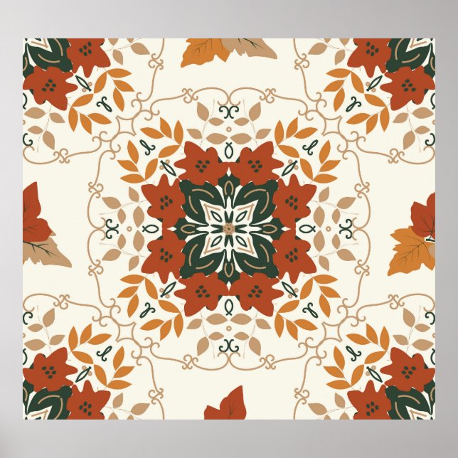 Poster Suspiros de outono: Mistura geométrica Floral (Frente)