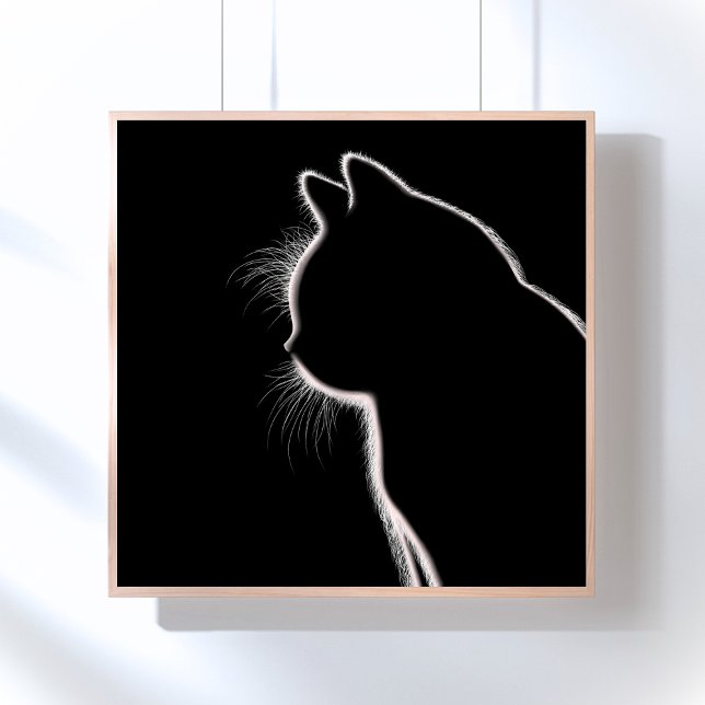 Pôster Sussurros na Escuridão | Gato Whisker Silhouette (Criador carregado)
