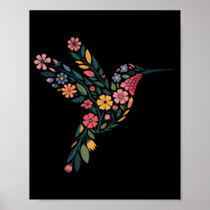 Poster Sutil Anti Trump Floral Hummingbird Mensagem Ocult