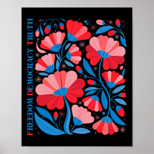 Poster Sutil Liberdade Democracia Verdade Boho Floral 4 d