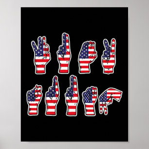 Poster Sutil Resist Trump Asl Sinal Language 4 de julho