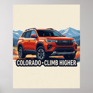 Poster 🏔️ SUV Vermelho Aventura Colorado Montanha🚗