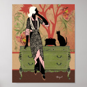 Pôster Suzanne em Laranja e Verde