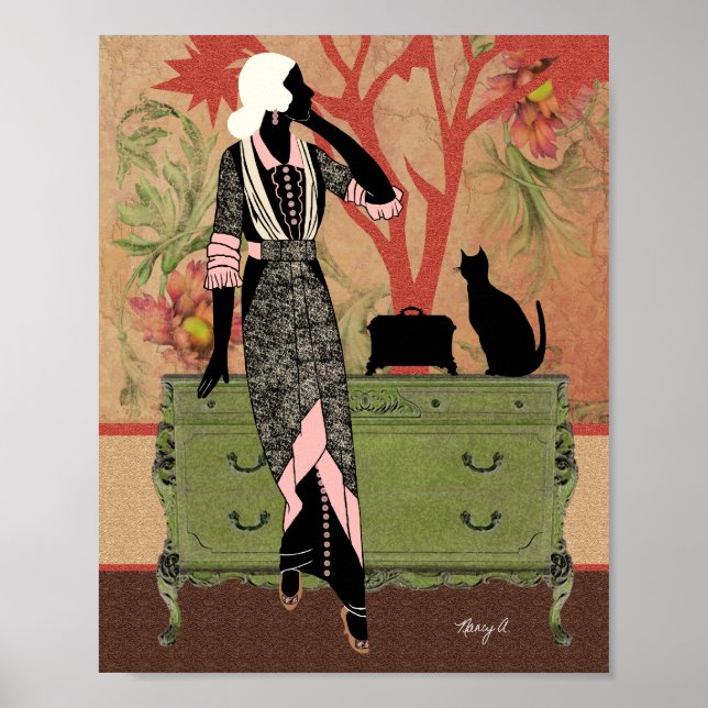 Pôster Suzanne em Laranja e Verde (Frente)