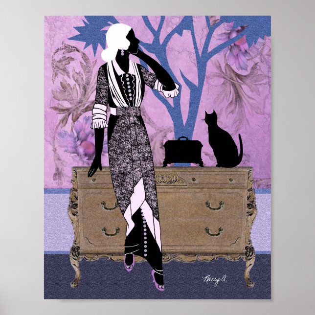 Poster Suzanne em roxo e azul (Frente)