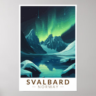 Poster Svalbard Norway Norte Lights Viagem Art Vintage