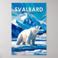 Svalbard Norway Polar Bear Viagem Art Vintage