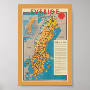 Poster Sverige Suécia Cartaz Antigo 1931