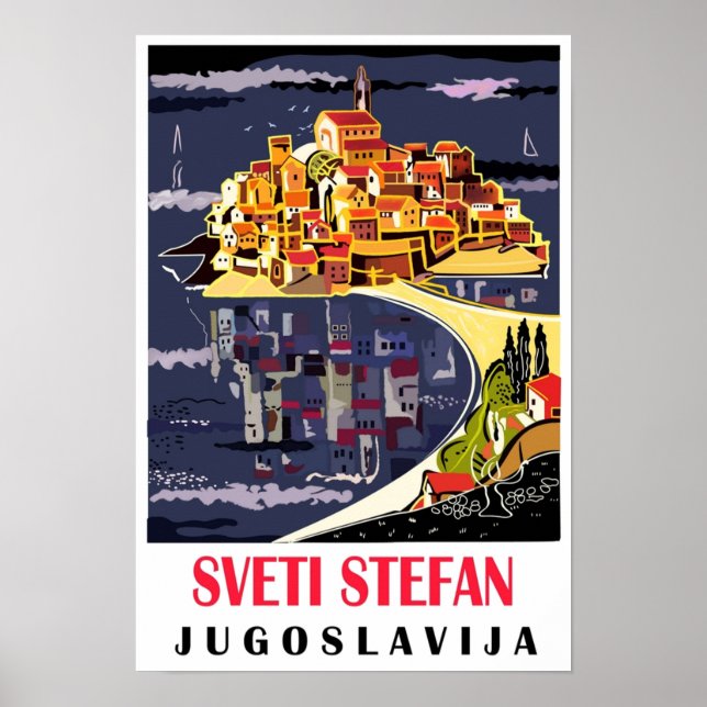 Poster Sveti Stefan Island Jugoslávia Jugoslávia Monteneg (Frente)