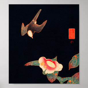 Poster Swallow e Camellia (1900) apresentada por Ito Jaku