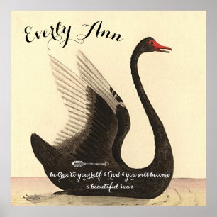 Poster Swan Baby Nursery Adicione sua própria citação