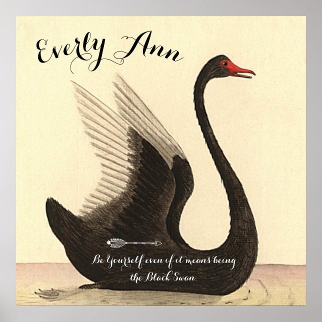 Pôster Swan Baby Nursery Adicione sua própria citação (Frente)