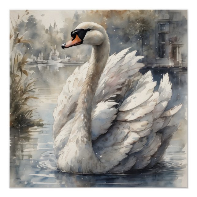 Pôster Swan branco n.o 16 Poster brilhante (Frente)