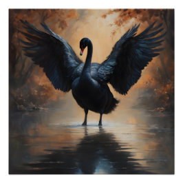Pôster Swan preto no 6 Poster brilhante