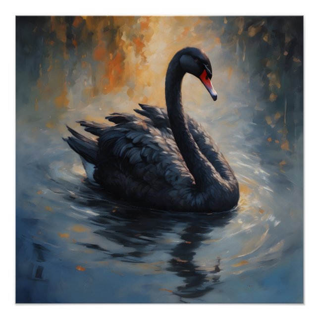 Pôster Swan preto no 7 Poster brilhante (Frente)