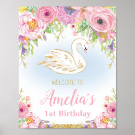 Poster Swan Princesa Birthday - Sinal de Boas-Vindas Post