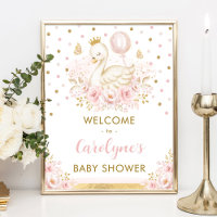 Swan Princess com Balões Rosa Bem-Vindo Menina