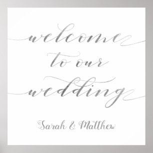 Poster Swash Calliografia Silver Bem-Vindo Ao Nosso Casam