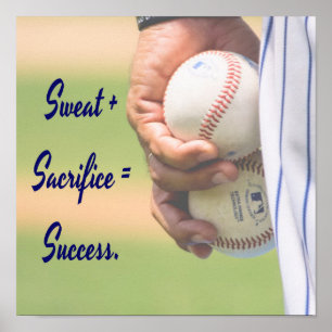 Poster Sweat plus Sacrifice equals Success BASEBALL
