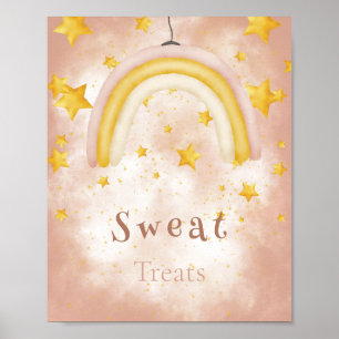 Poster Sweat Treats Boho arco-íris estrelas douradas poei