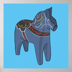 Poster Sweden Dala Horse Dalecarlian Swedish