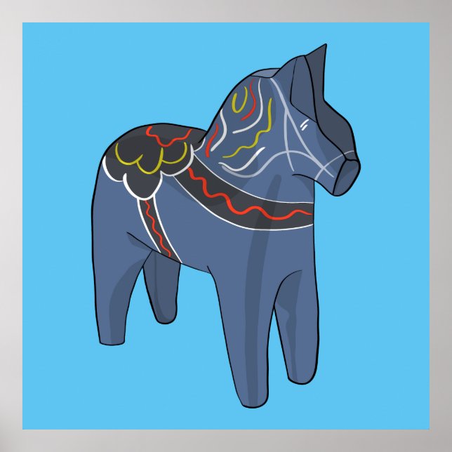 Poster Sweden Dala Horse Dalecarlian Swedish (Frente)