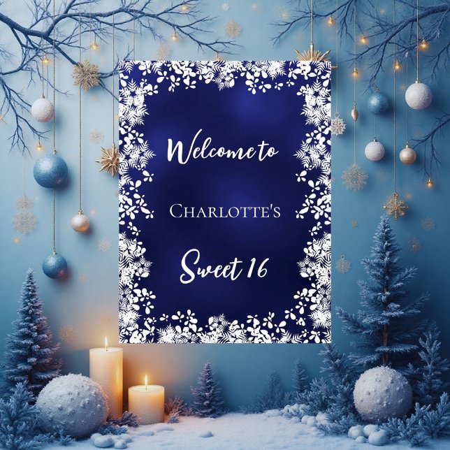 Poster Sweet 16 blue snowflakes welcome (Criador carregado)